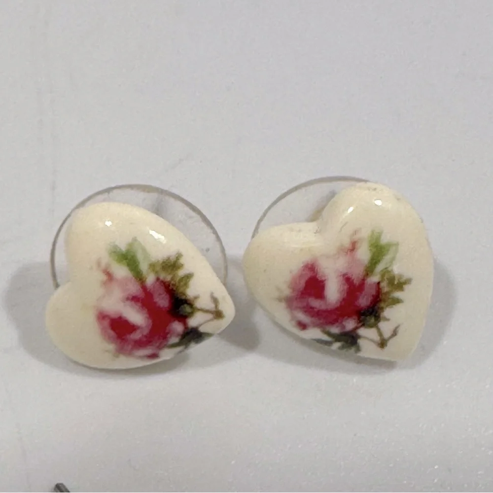 Vintage Victorian Style Floral Heart Earrings Bundle Lot Romantic Feminine